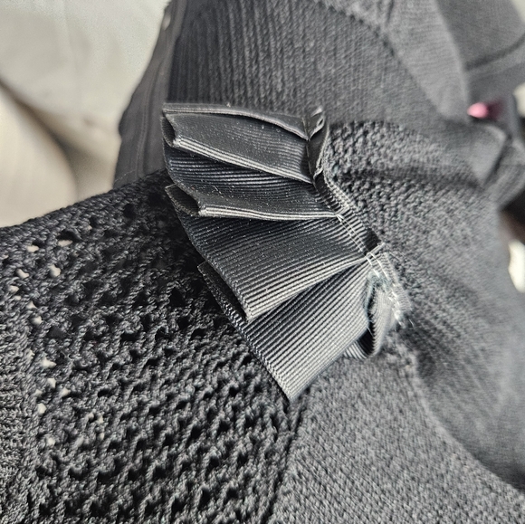 St. John Marie Grey 80's Black Santana Knit Puff Long Sleeve Knee Length Dress - Picture 7 of 11